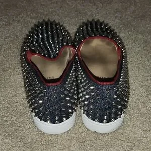 Used Christian Louboutin Men\'s Studded Slip-On Shoes - Black and Red Christian Louboutin | Shoes | Used Christian Louboutin Mens  main image 2